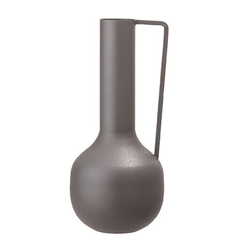 METAL VASE CHARCOLE 10"-Vases-Bridget's Room